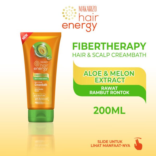 Makarizo Hair Energy Fibertherapy Hair & Scalp Creambath Aloe & Melon Extract Tube 200 mL